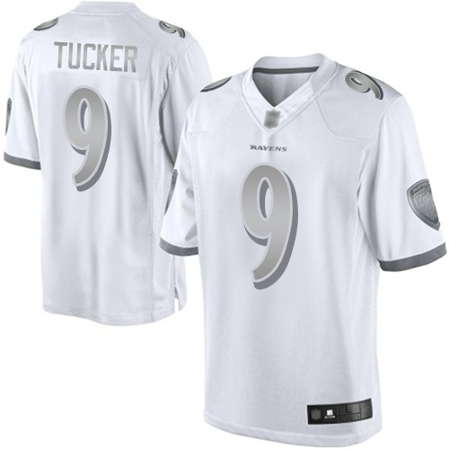 Baltimore Ravens Limited White Men Justin Tucker Jersey NFL Football #9 Platinum